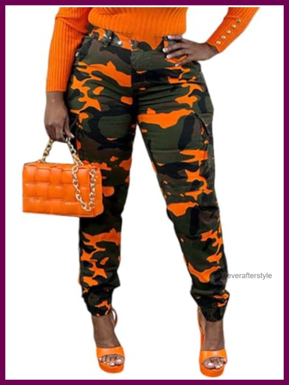 Women Camo Cargo Pants Army Fatigue Casual Camouflage Joggers